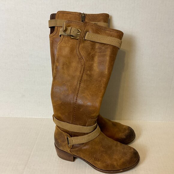 UGG Knee High Leather Boots US 6 Brown Distressed - Picture 1 of 16